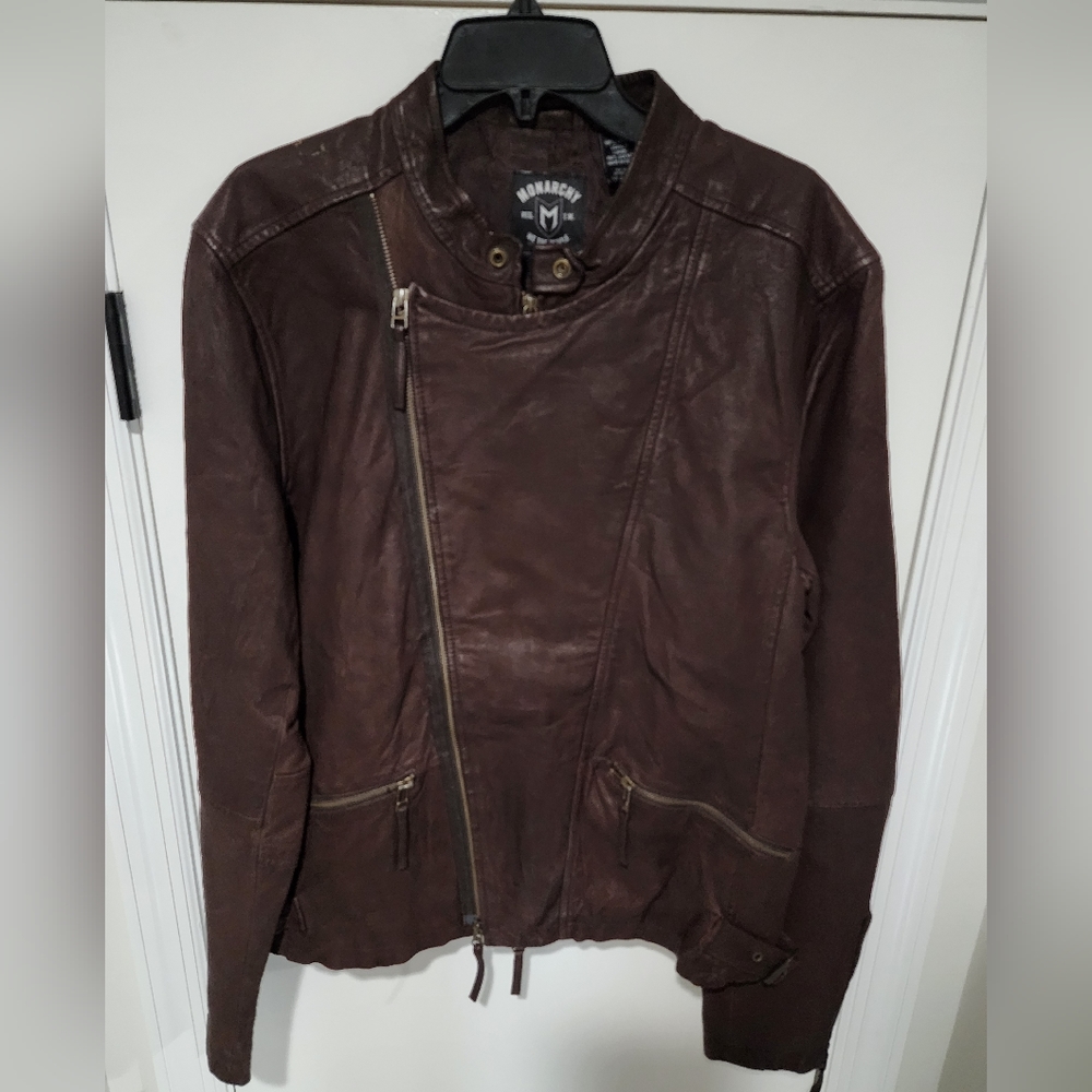 Monarchy Moto Leather Jacket NWOT